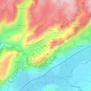 Carte topographique Barate, altitude, relief
