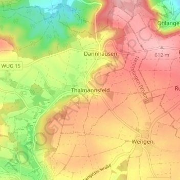 Carte topographique Thalmannsfeld, altitude, relief