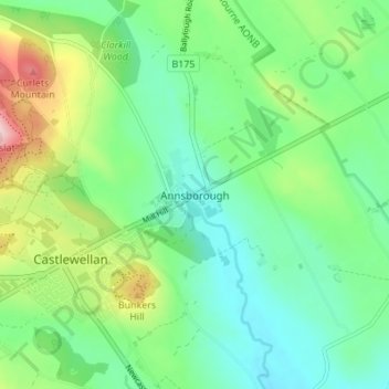 Carte topographique Annsborough, altitude, relief