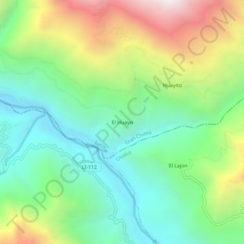 Carte topographique El Huayo, altitude, relief