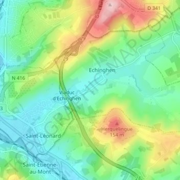 Carte topographique Le Courtil des Sept Mesure, altitude, relief