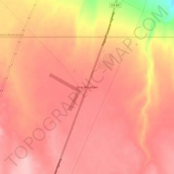 Carte topographique Gray Mountain, altitude, relief