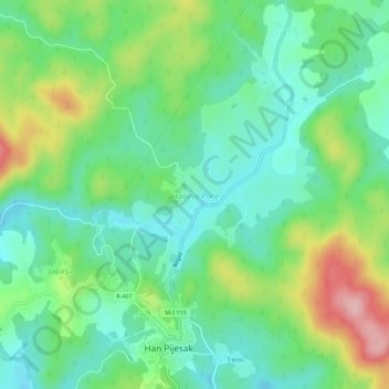Carte topographique Kraljevo Polje, altitude, relief