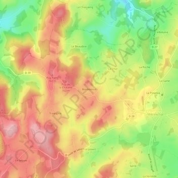 Carte topographique Bordessoul, altitude, relief