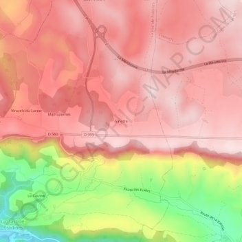 Carte topographique Gineste, altitude, relief