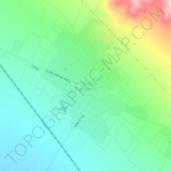 Carte topographique San Marcos Tlacoyalco, altitude, relief