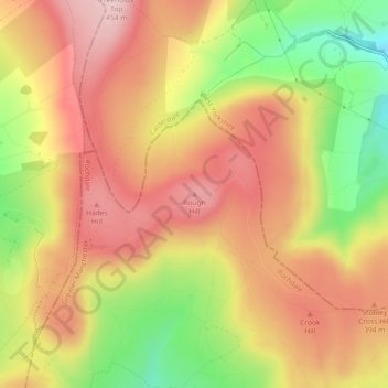 Carte topographique Rough Hill, altitude, relief
