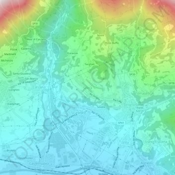 Carte topographique Spera, altitude, relief