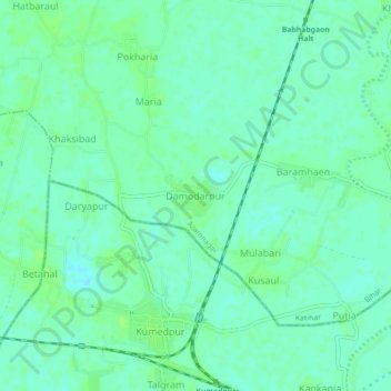 Carte topographique Damodarpur, altitude, relief