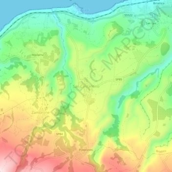 Carte topographique San Costantino, altitude, relief