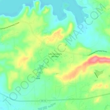 Carte topographique Lake Camanche Ranches, altitude, relief