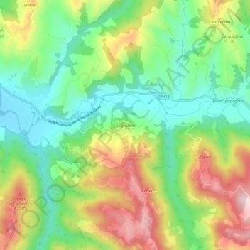 Carte topographique Gaglietole, altitude, relief