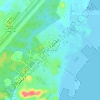Carte topographique Batu Besar, altitude, relief