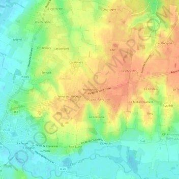 Carte topographique Montaplan, altitude, relief