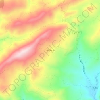 Carte topographique La Viñuela, altitude, relief