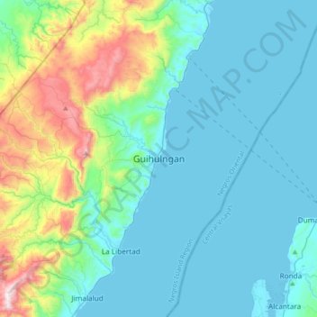 Carte topographique Guihulngan, altitude, relief
