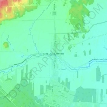 Carte topographique Saint-Lin–Laurentides, altitude, relief