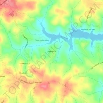 Carte topographique Greenbriar, altitude, relief