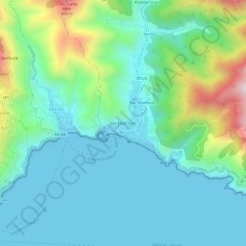 Carte topographique San Francesco, altitude, relief