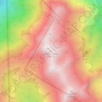 Carte topographique Cerro López, altitude, relief