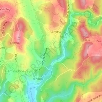 Carte topographique Cerrada das Pias, altitude, relief