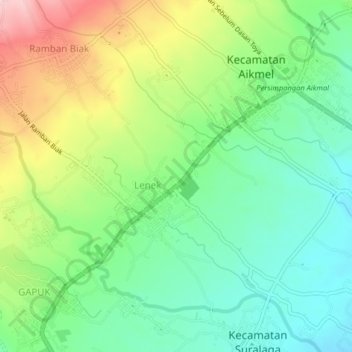 Carte topographique Batu Belek, altitude, relief