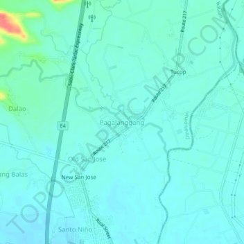 Carte topographique Pagalanggang, altitude, relief