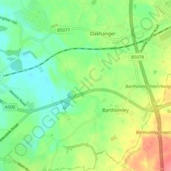 Carte topographique Smith's Green, altitude, relief