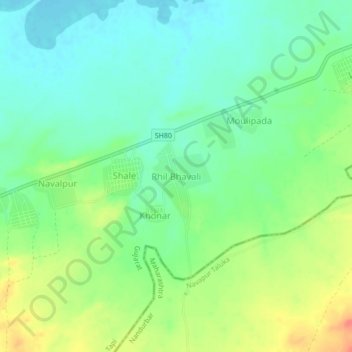 Carte topographique Rhil Bhavali, altitude, relief