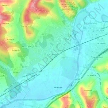 Carte topographique Les Simouneix, altitude, relief