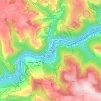 Carte topographique Lincou, altitude, relief