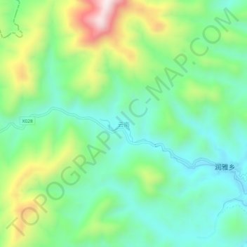 Carte topographique 云南, altitude, relief