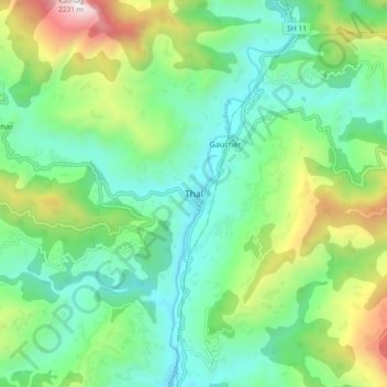Carte topographique Thal, altitude, relief
