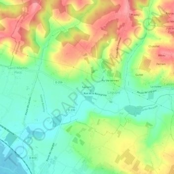 Carte topographique Sarrazin, altitude, relief