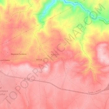 Carte topographique Atalaia, altitude, relief