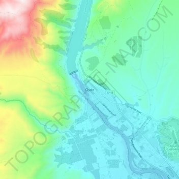 Carte topographique Clyde, altitude, relief