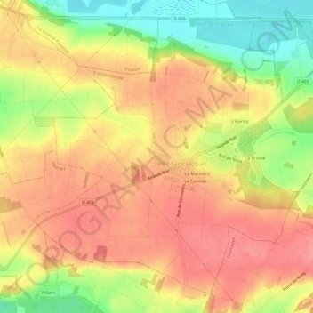 Carte topographique L'Orme Nochet, altitude, relief