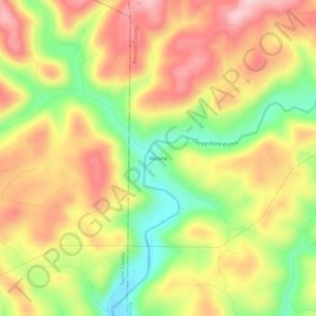 Carte topographique Victoria, altitude, relief