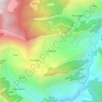 Carte topographique Lohārkhet, altitude, relief