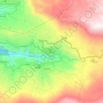 Carte topographique Bsharri, altitude, relief