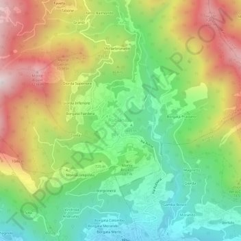 Carte topographique Borgata Bugnone, altitude, relief