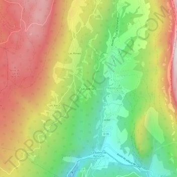 Carte topographique Les Glénats, altitude, relief