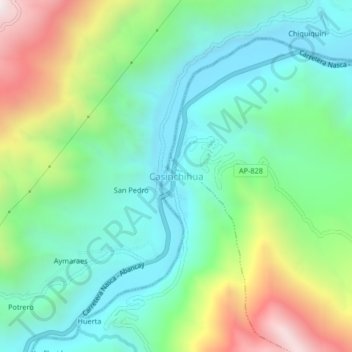 Carte topographique Casinchihua, altitude, relief