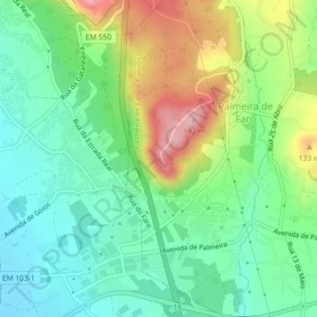 Carte topographique Miradouro do Monte de Faro, altitude, relief