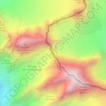 Carte topographique Col du Chardonnet, altitude, relief
