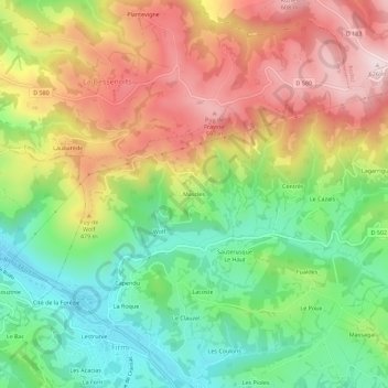 Carte topographique Mascles, altitude, relief
