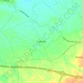 Carte topographique Catforth, altitude, relief