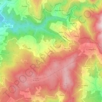 Carte topographique Vilar, altitude, relief