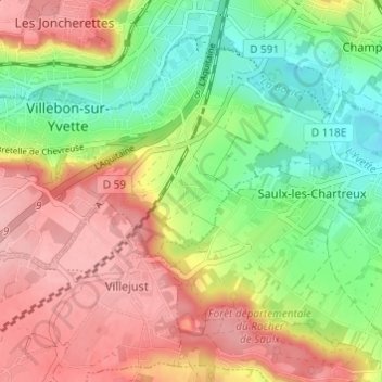 Carte topographique Villiers, altitude, relief
