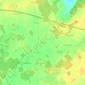 Carte topographique Charlé, altitude, relief